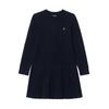 Polo Dress Ss24 Solid Color Cable Knit Round Neck Long Sleeve Kids Dresses Deep-Blue CWPODRSG3D20903-410