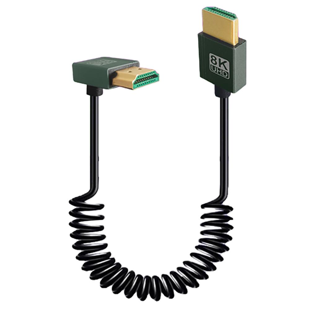8K HDMI-Compatible To HDMI-Compatible Coiled Cable 48Gbps Extreme Thin HDMI-Compatible 2.1 Cable for Camera/PC/Monitor