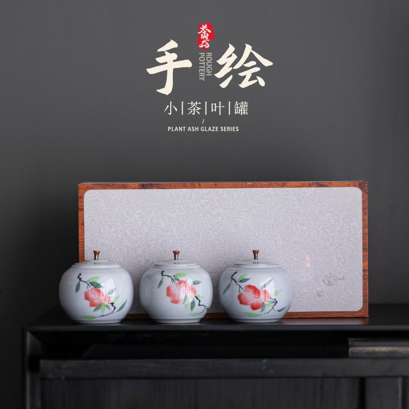 High-end boutique ceramic tea cans, small cans, tea gift boxes, packaging creative souvenirs, black tea, green tea, mini tea cans