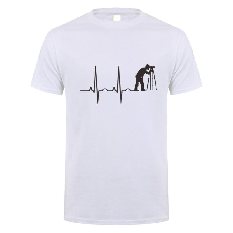 Heartbeat of Land Surveyor T Shirts Summer Unisex Cotton Short Sleeve Land Examiner Cartogropher Oversized Tshirt OZ437