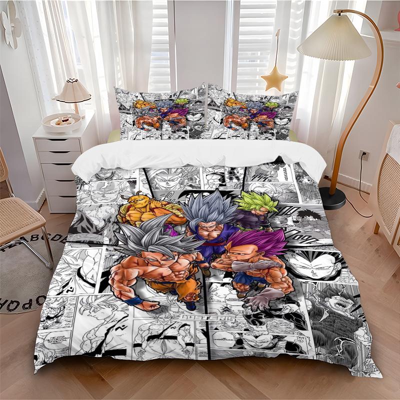 3pcs The Ultimate Battle Dragon Ball Quilt Set Soft and Comfortable Bedroom, Guest Room and Dorm Decor Bedding Set.H096