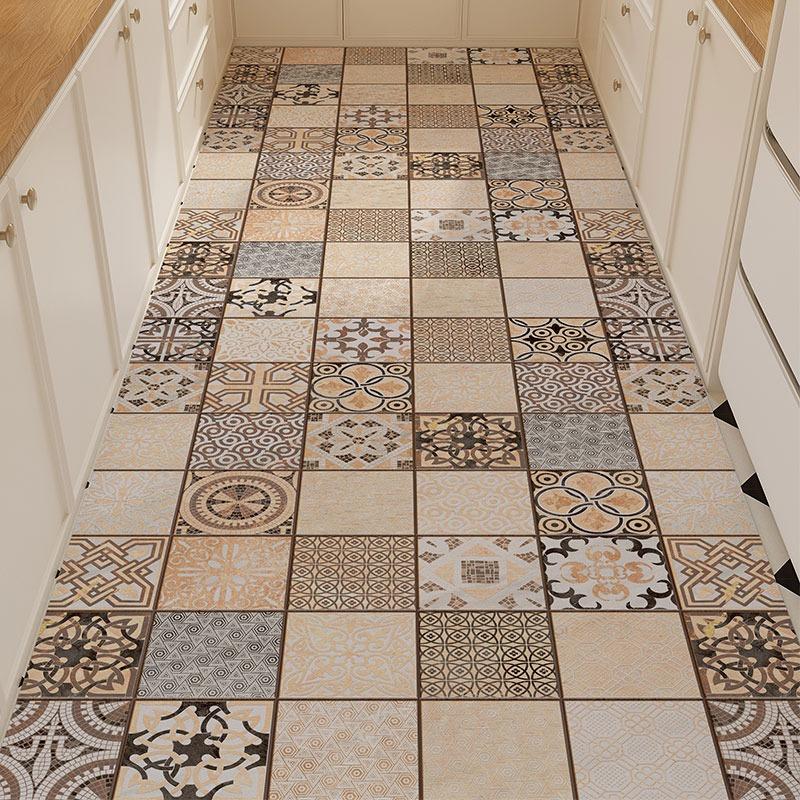 Кухонный коврик для пола Водонепроницаемый Маслостойкий Коврик для ног Кожа ПВХ Нескользящий Ковер Длинный коврик Весенний Ретро стиль Коврики для украшения дома