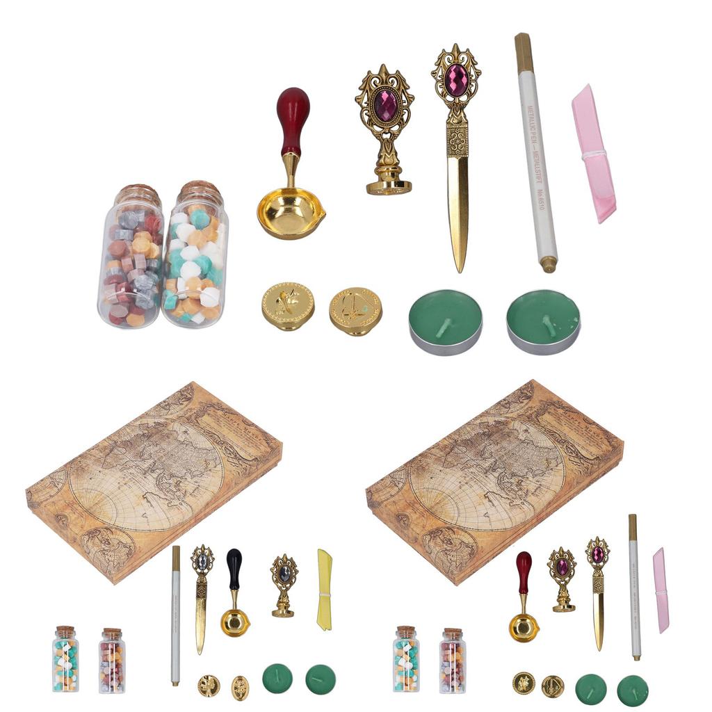 Набор восковых штампов в европейском стиле в стиле ретро, конверты для ручной работы, набор для запечатывания воска огнестойкой краской, подарок 