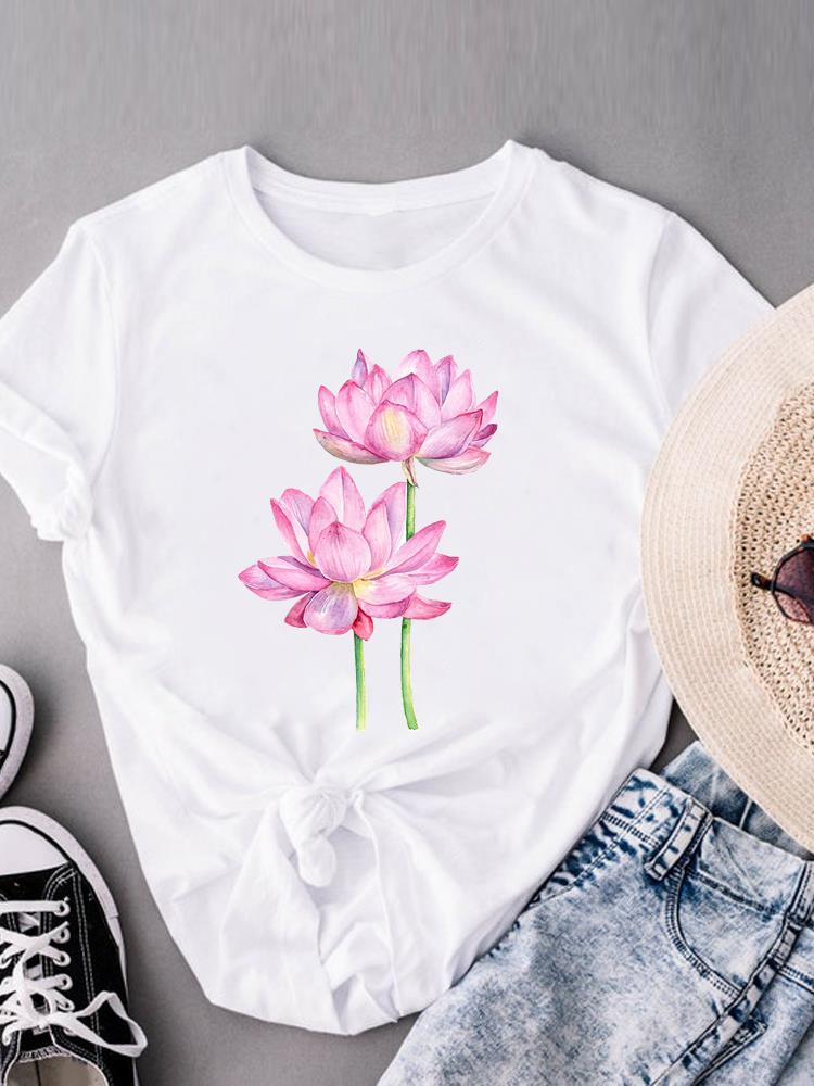 (Азиатский размер) Футболки с коротким рукавом, модная женская одежда с принтом, повседневная, с цветочным принтом, в стиле 90-х, женская футболка с графическим принтом