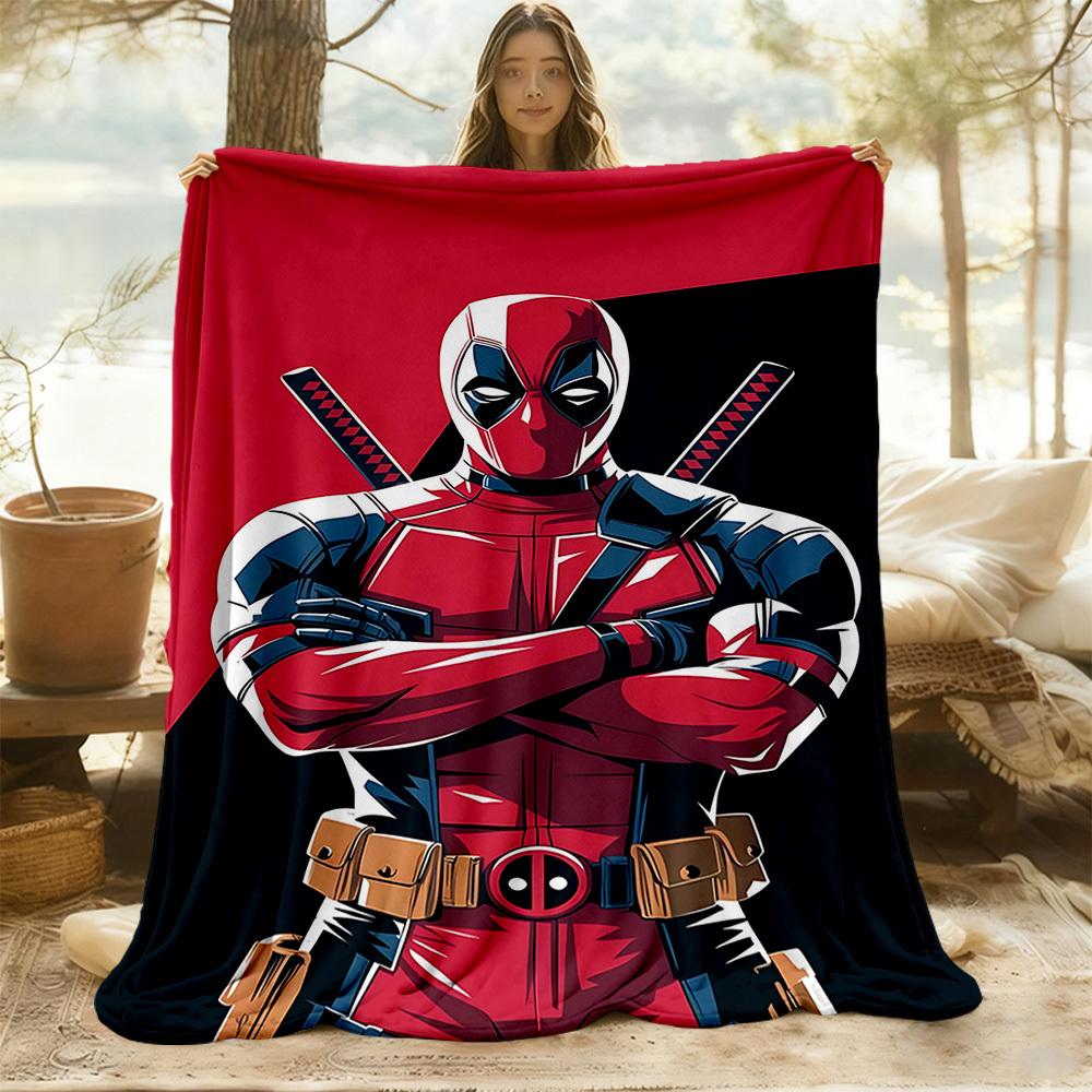 1pc Deadpool Comics Outdoor Blanket Lightweight Flannel, Soft & Warm, All-Season Use for Sofa, Outdoor, Camping, Living Room, Office016
