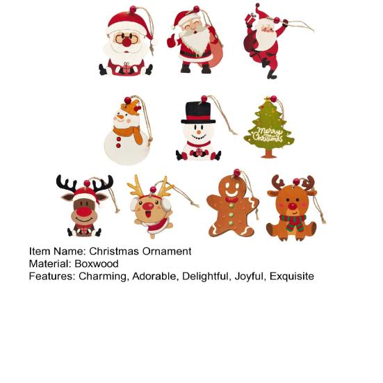 Christmas Wooden Ornaments Vintage Snowman Reindeer Santa Gingerbread Man Christmas Tree Hanging Decoration for Winter Home Decor