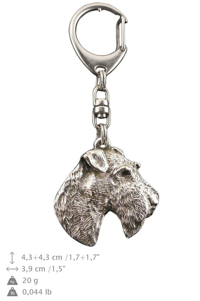 Fox Terrier Wire - Silver-plated Key Ring with Dog, Handbag Decoration, Backpack Pendant by Art-Dog Brand