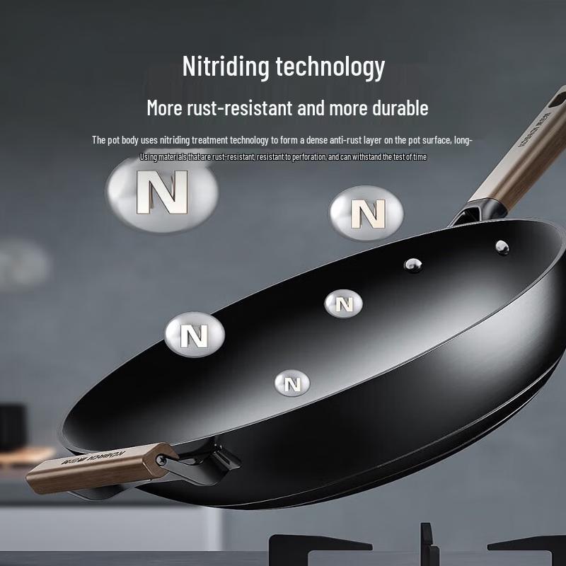 KOBACH Cast Iron Wok - Non-Stick Nitrided 34cm