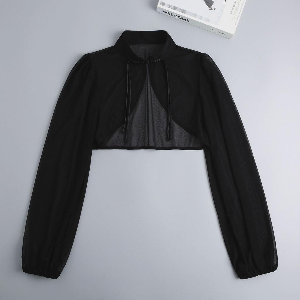 Женская рубашка с длинными рукавами, съемный воротник, черный сетчатый воротник, имитация воротника, полурубашка, блузка, топы, имитация воротника