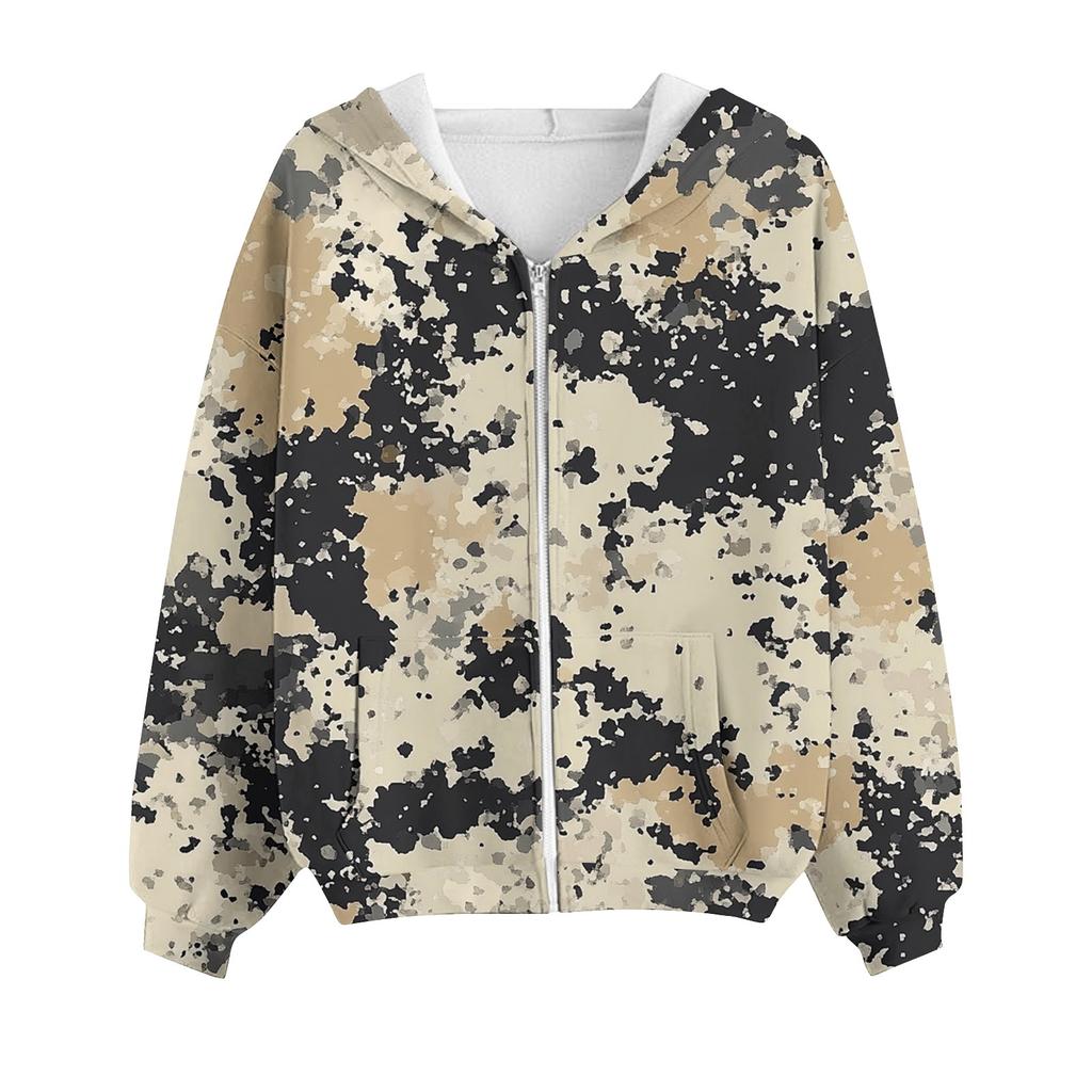 Толстовка с капюшоном на молнии для женщин с длинным рукавом, свободные толстовки для женщин, куртка с карманами, модная одежда на осень