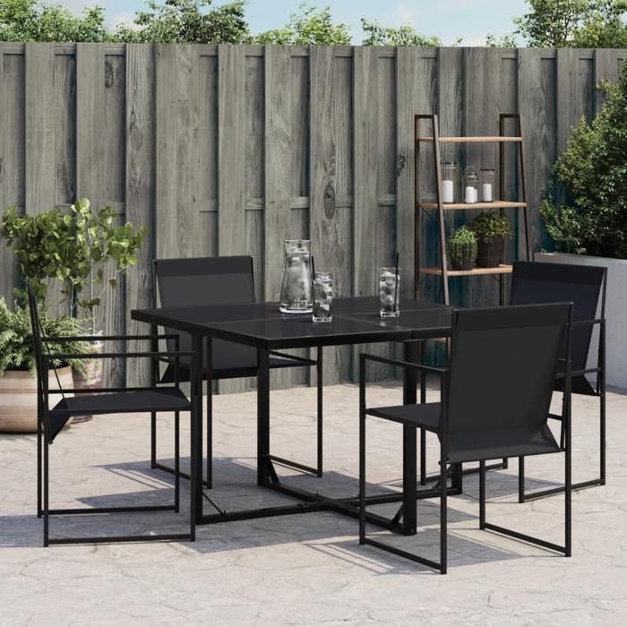 VidaXL Chaises de jardin 4 pcs noir acier et textilène, siège de jardin, siège d'extérieure, chaise d'extérieur, assise de 4008593