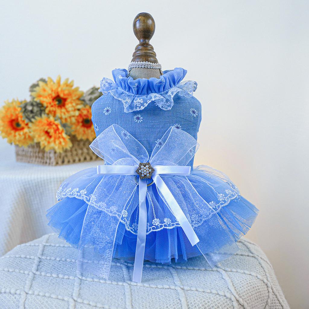 Pet Circle Dogs Cats Cats Apparel Puffy Saree Chest and Back High-end Dresses Dresses Wedding Collection