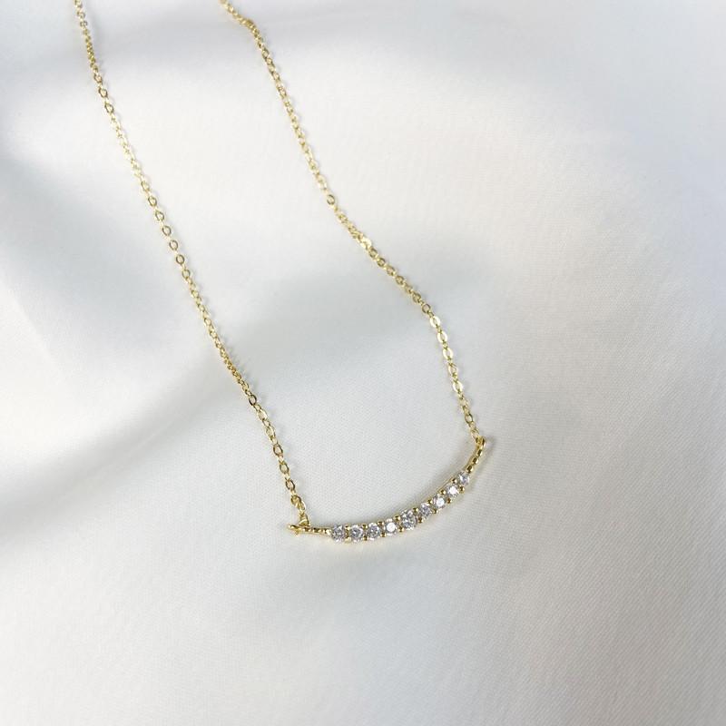 S925 Sterling Silver Smile Necklace for Women Special Interest Light Luxury Style Inlaid Zircon Clavicle Chain