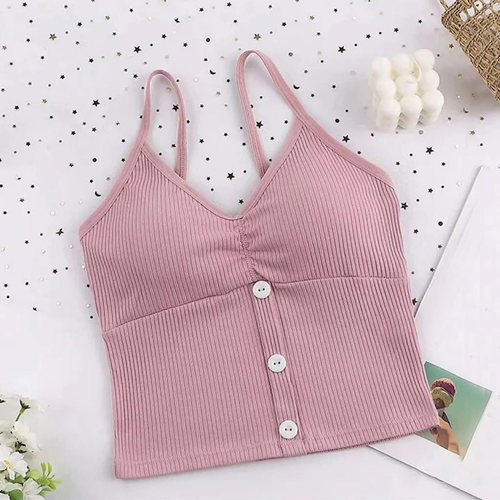 Летние майки для женщин, топы-бюстгальтеры для женщин, майки-топы с встроенным бюстгальтером с подкладкой, майка без рукавов, базовый однотонный сексуальный V-образный вырез