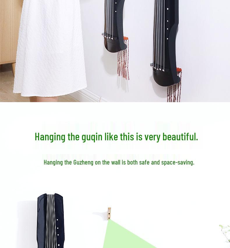 Настенный держатель-подставка из массива дерева для гуциня и крючок для аксессуаров