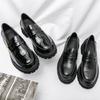 Business Men's Shoes 2025 Spring New Fashionable Open Mouth Laughing Set Foot Leather Shoes Versatile Thick Soled Casual Shoes