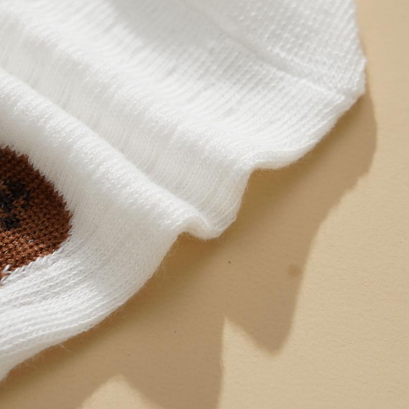 Женские летние белые невидимые носки с милой вышивкой в виде животных и растений, силиконовые нескользящие носки