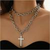 Hot-selling Simple Stacked Cross Pendant Necklace Niche High Sense Exaggerated Thick Chain Collarbone Chain Accessories