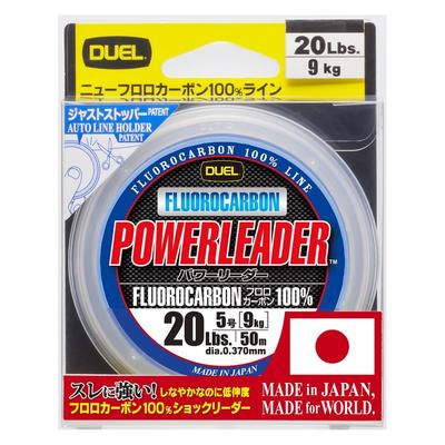 DUEL HARDCORE Fluoroline 20Lbs. HARDCORE POWERLEADER FC 50m 20Lbs. Natural Clear H3340 Transparent 20Lbs (Size 5)