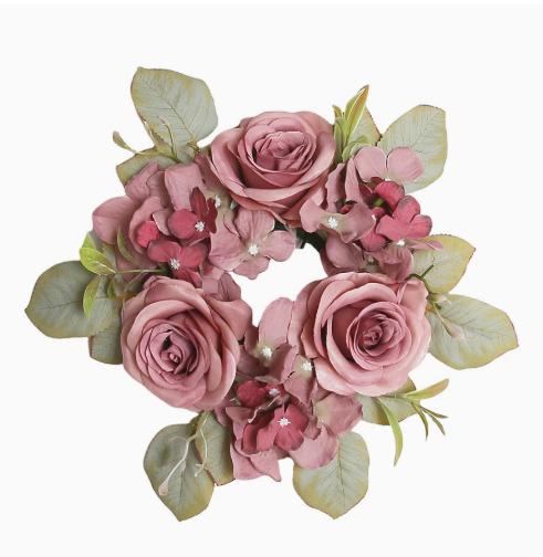 Artificial Rose Hydrangea Candlestick Wreath