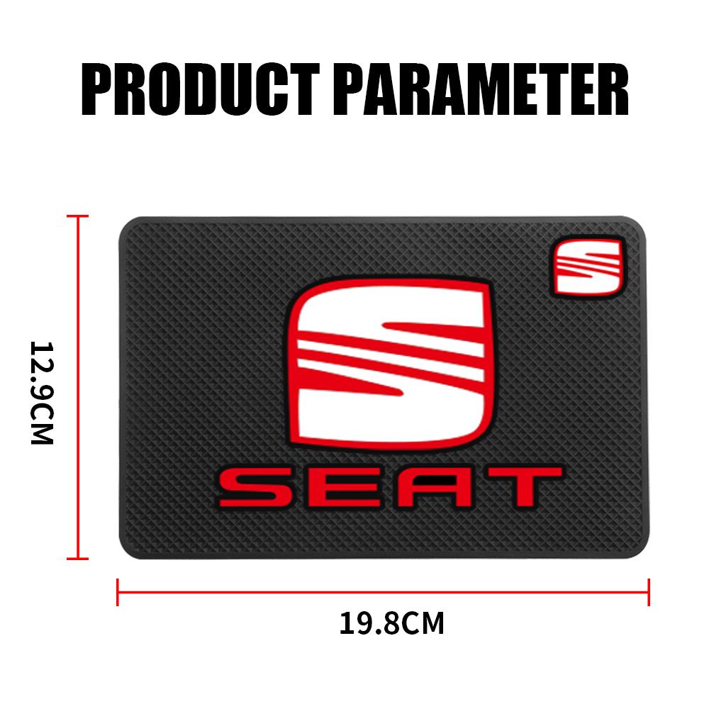 NBNY6 PVC Car Logo Rubber Mobile Sticky Pad Dashboard Anti-Slip Mat For SEAT lbiza Mk2 Cupra 6j Leon Mk1 FR Racing Arona Ateca Altea