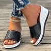 Ladies Shoes 2024 High Quality Open Toe Women Slippers Summer Hollow Solid Outdoor Beach Platform Wedge Heel Plus Size Slippers