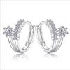 Pure 925 Sterling Silver Earrings for Women Accessories Vintage Zircon Flower Hoop Earrings Female Party Accessories Girls Bijou