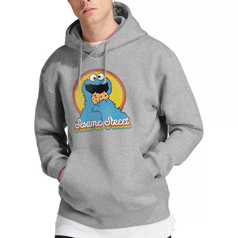 Sesame Street Unisex Adult Cookie Monster Layered Heather Hoodie
