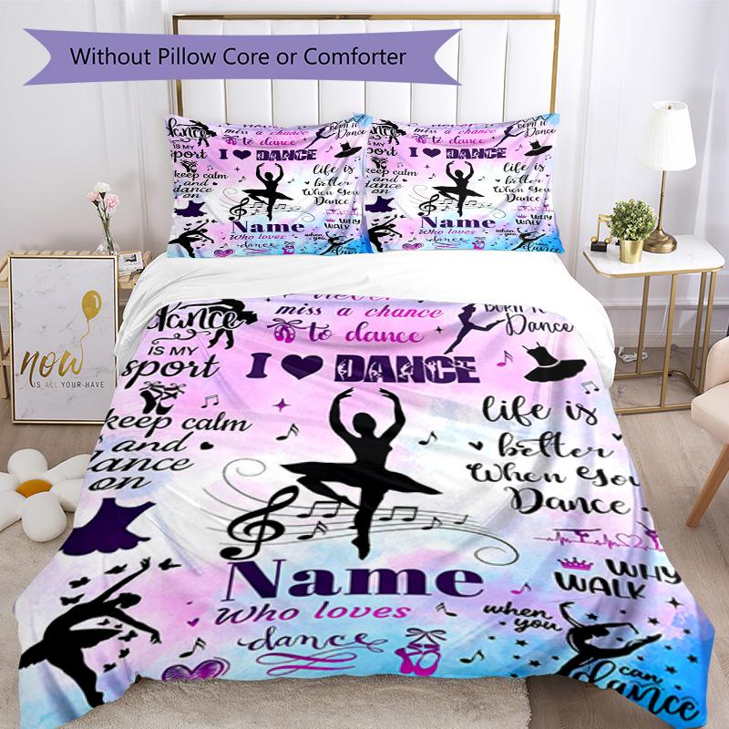 Love Dance67 Customize Your Name Bedding Set Breathable Duvet Cover With Pillowcases Decorative Bed Linen For Bedroom Home Decoration Birthday Gift