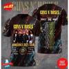 Горячая 3D Футболка Guns N Roses Тур 2025 – Лицензированная и Лимитированная Футболка Рок-Группы S-5XL