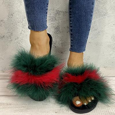 Красочные балетки, шлепанцы из мягкого меха, большой размер 43, сексуальные лоскутные тапочки из длинного плюша для женщин, женские шлепанцы для улицы