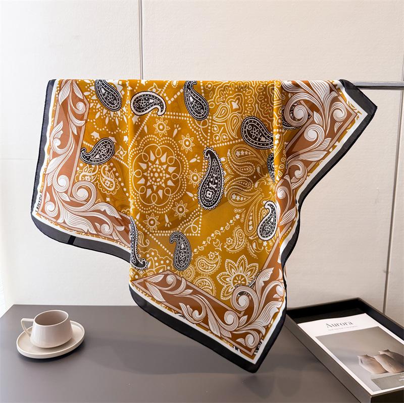 Paisley Pattern Printing Imitation Silk Scarf Square Scarf High-End Shawl Versatile Neck Small Square Scarf Headscarf Scarf