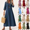 Dress For Women Long Boho Beach Dress Elegant Maxi Dress V-Neck 3/4 Sleeve Dress With Pockets