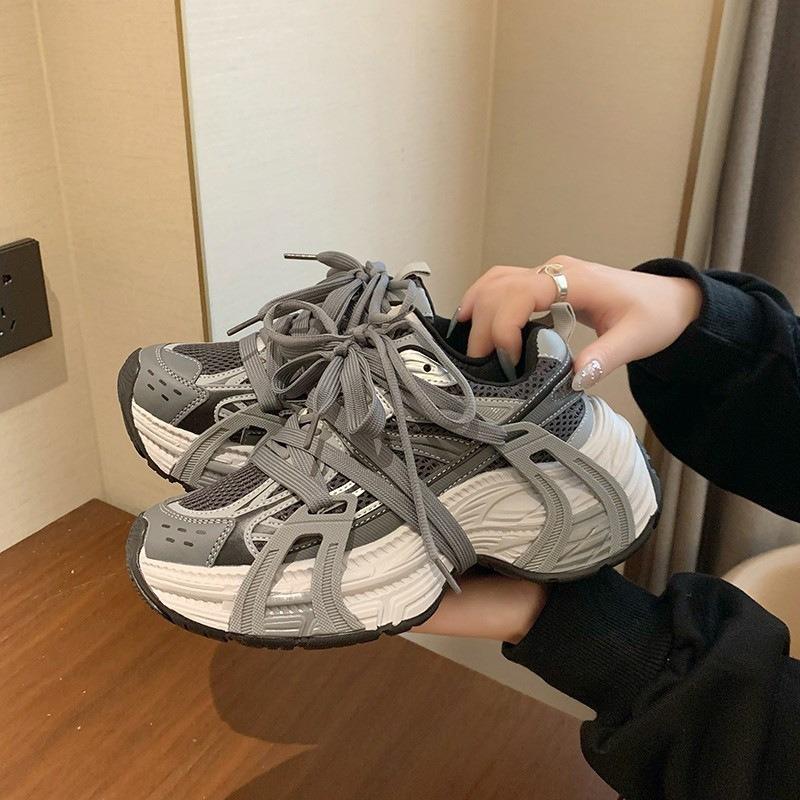 Кроссовки на толстой подошве с ремешком для увеличения роста, папины кроссовки для женщин, весенние новые кроссовки в стиле ретро кэжуал для женщин