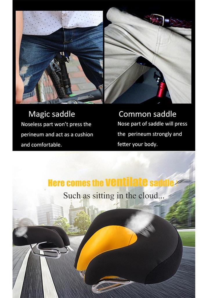 New Armless Super Soft Bike Saddle for Mountain Bikes - Thickened, Nose-less Design, Magic Comfort Seat Cushion