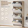 Slim Space-Saving Shoe Cabinet with 4 Drawers for 20 Pairs of Shoes 62.5x26x156 cm, Wood Colour and White
