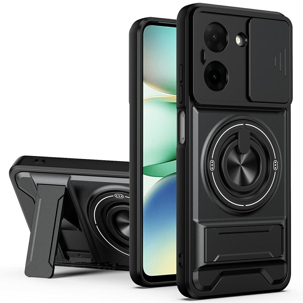 Для Xiaomi Redmi A5 4G (171,7 мм) Магнитный чехол-кольцо с подставкой, складной, из ТПУ и ПК, с выдвижным механизмом для объектива камеры.