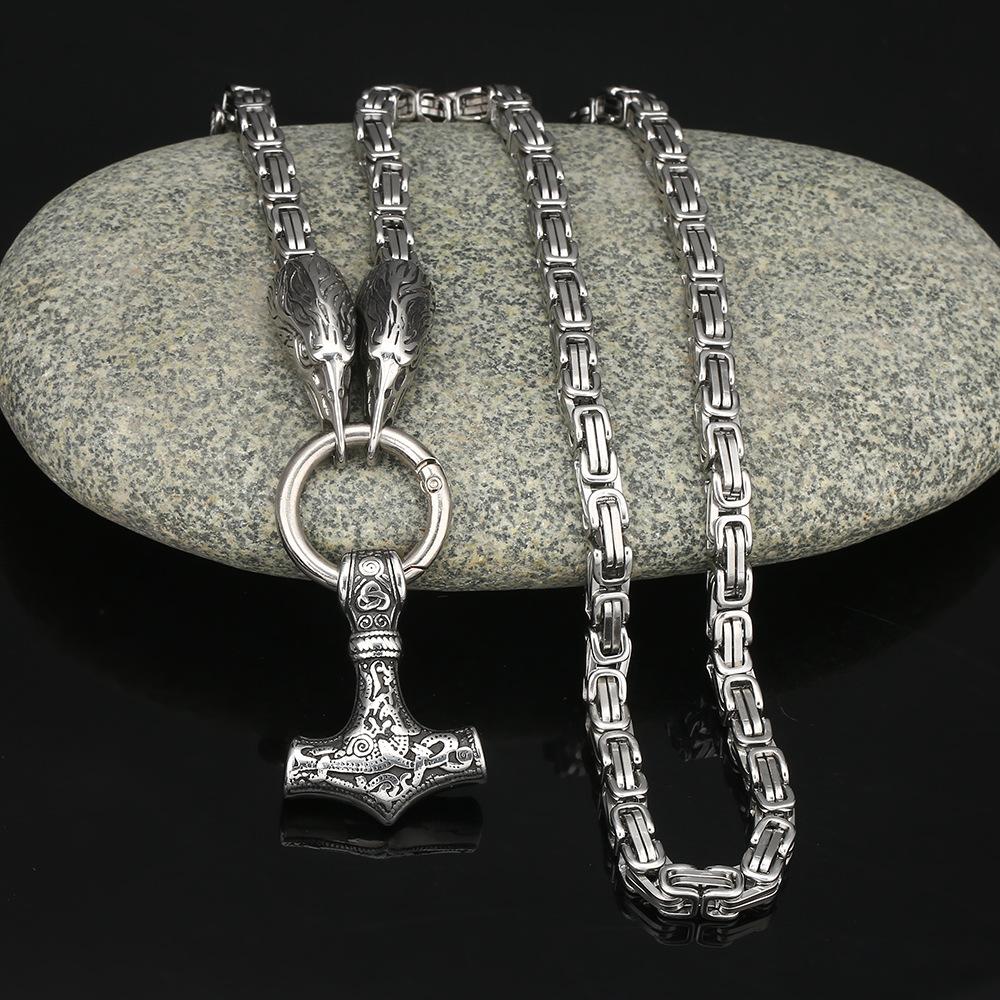 High quality new Viking Odin Crow Hammer Pendant Necklace Emperor Chain Necklace