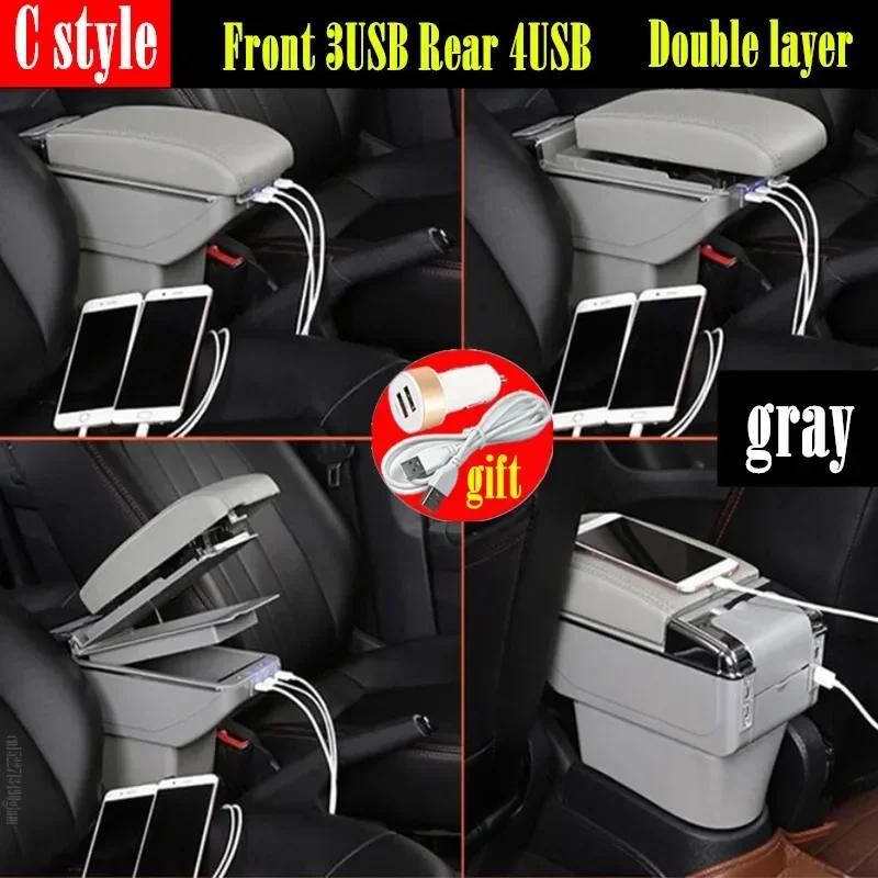 For Ford Focus mk1 Armrest Box For For Ford Focus mk1 Universal Car Armrest nterior Parts Center Storage box with USB LED light