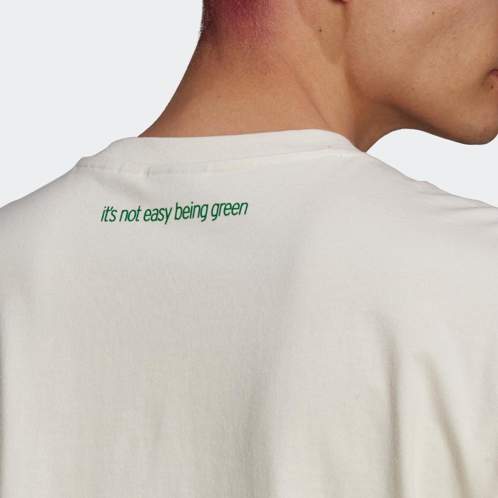 Adidas Originals Trefoil Kermit Logo Print Спортивная футболка с круглым вырезом и короткими рукавами Топы унисекс Off-White GQ4152