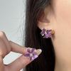 Purple Enamel Flower Women's Dangle Earrings Irregular Petals Unusual Small Earrings for Female Bohemian Elegant Fashion Jewelry