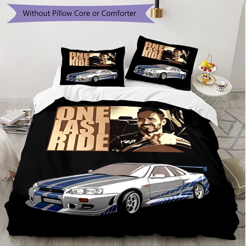 3pcs Duvet Cover Set (1*Duvet Cover + 2*Pillowcase, Without Core), Fast & Furious Print Soft All‑Season Bedding Set, Home Bedroom Decor Gift