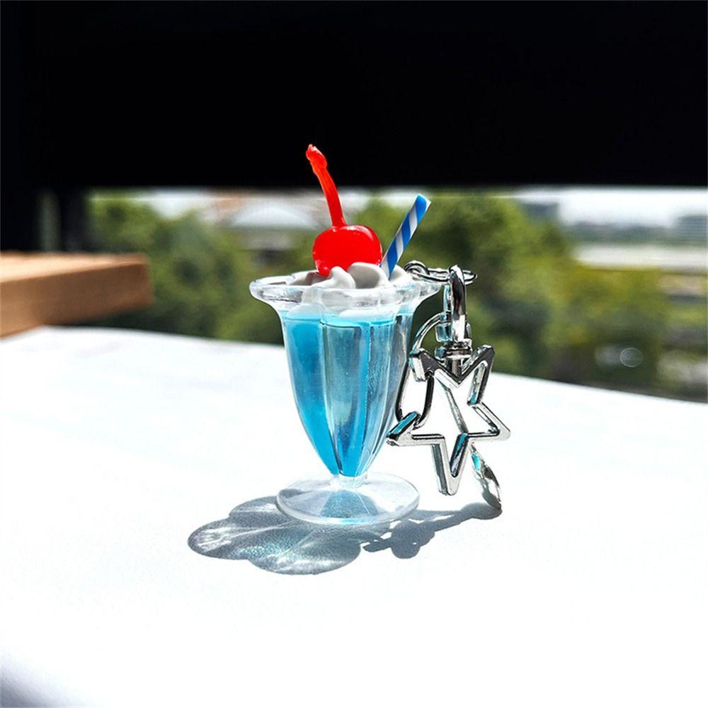 3D Simulation Cherry Cream Cup Anti-lost Phone Strap Ice Cream Key Chain Bag Decorations