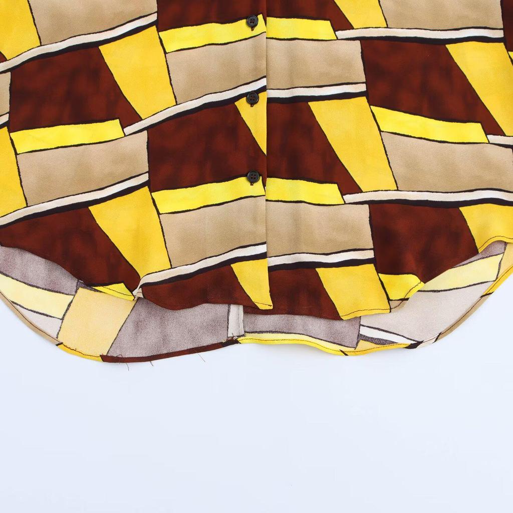 Весна 2025 Женский европейский и американский уличный стиль Принт Рубашка + Брюки Комплект