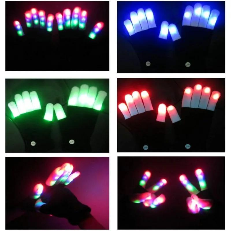 Glitter Gloves LED Light Night Glowing Gloves Finger Lighting Flashing Glow Mittens For Entertainment Rave Party Glow Gloves