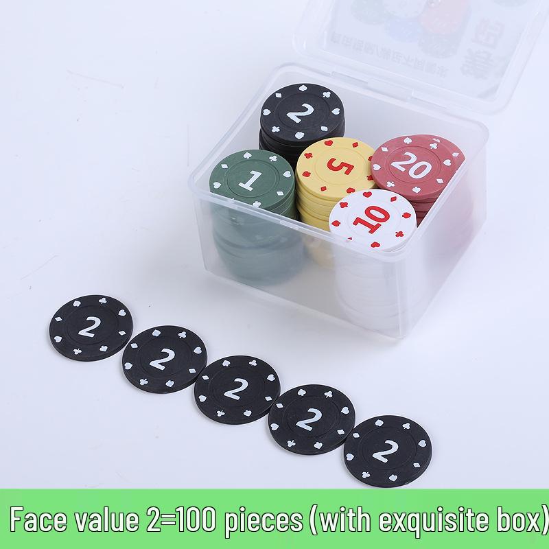 Коробка 100 пластиковых фишек для карточных игр: Баккара, Маджонг, Покер