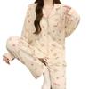 Milky Pink Cherry Bear Women's Cute Long Sleeve Pajama Set for Spring