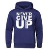 Men's Hoodies Brand Oversize Sweatshirts Soft Loose Tracksuit Never Give Up Print Autumn Winter Fleece Pullover Hooded Men's