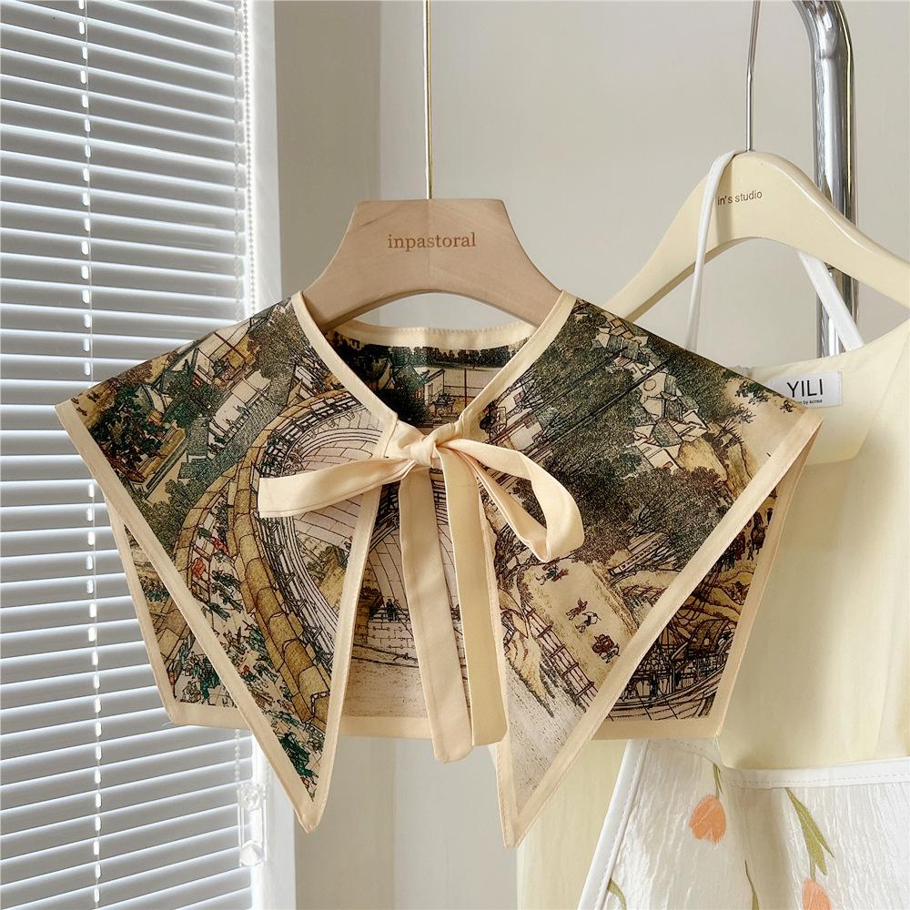 Shawl Fake Collars for Women Detachable Lapel Shirt Bowknots Scarf Girls Summer Dress False Collar Neckwear Cape Corbatas