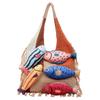 Fish Cotton Crochet Shoulder Bag Large Capacity Tassels Beach Handbag Hollow Out Woven Bag  Beach